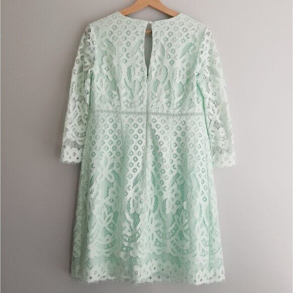 A PEA IN THE POD Maternity Floral Lace Dress Pastel Light Green Blue Sz S Flawed - Picture 6 of 16
